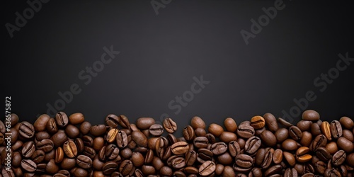 Caffeine delight. Fresh coffee beans on black background © Thares2020