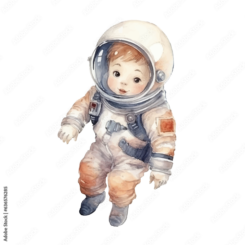 astronaut watercolor illustration, generative AI astronaut watercolor illustration, generative AI
