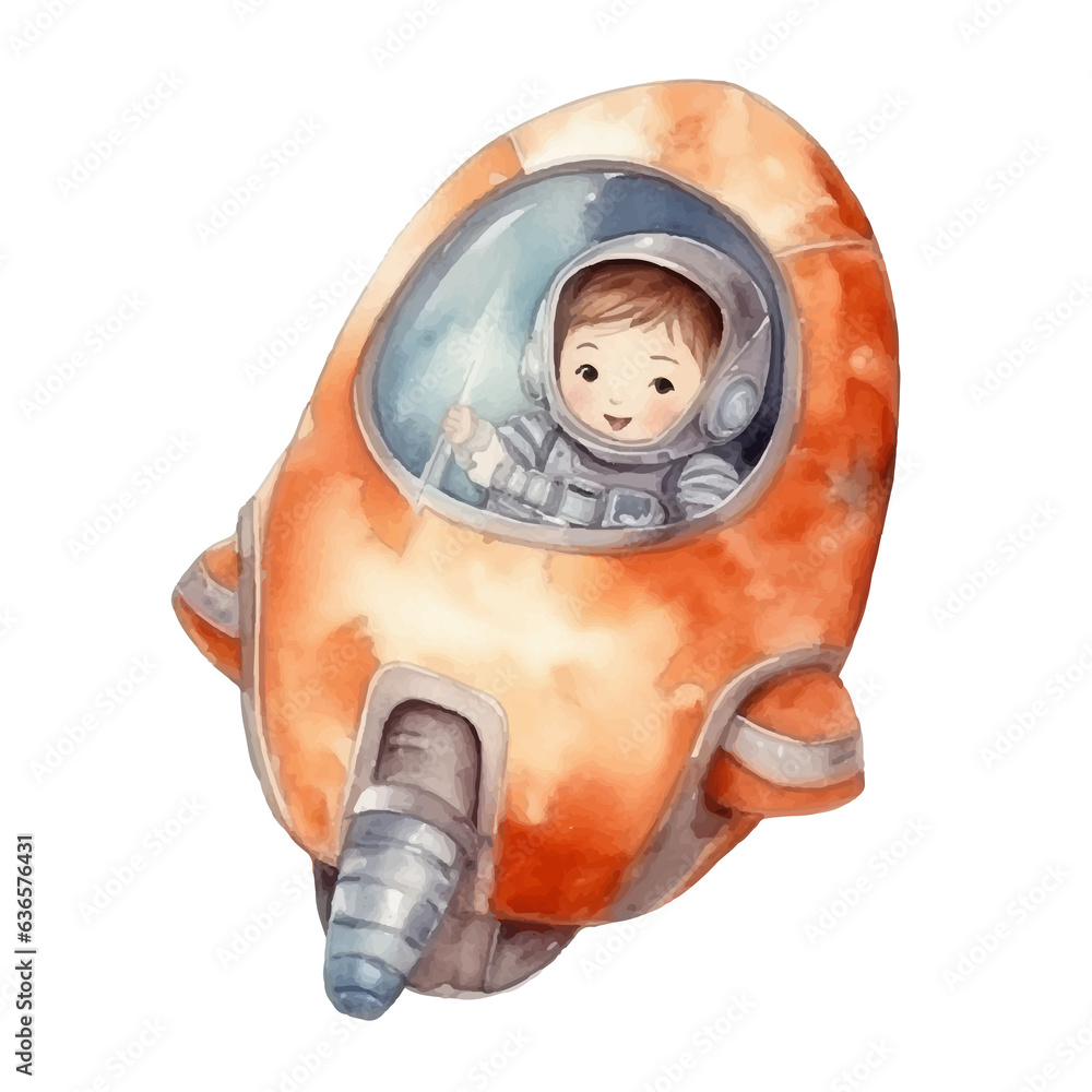astronaut watercolor illustration, generative AI astronaut watercolor illustration, generative AI