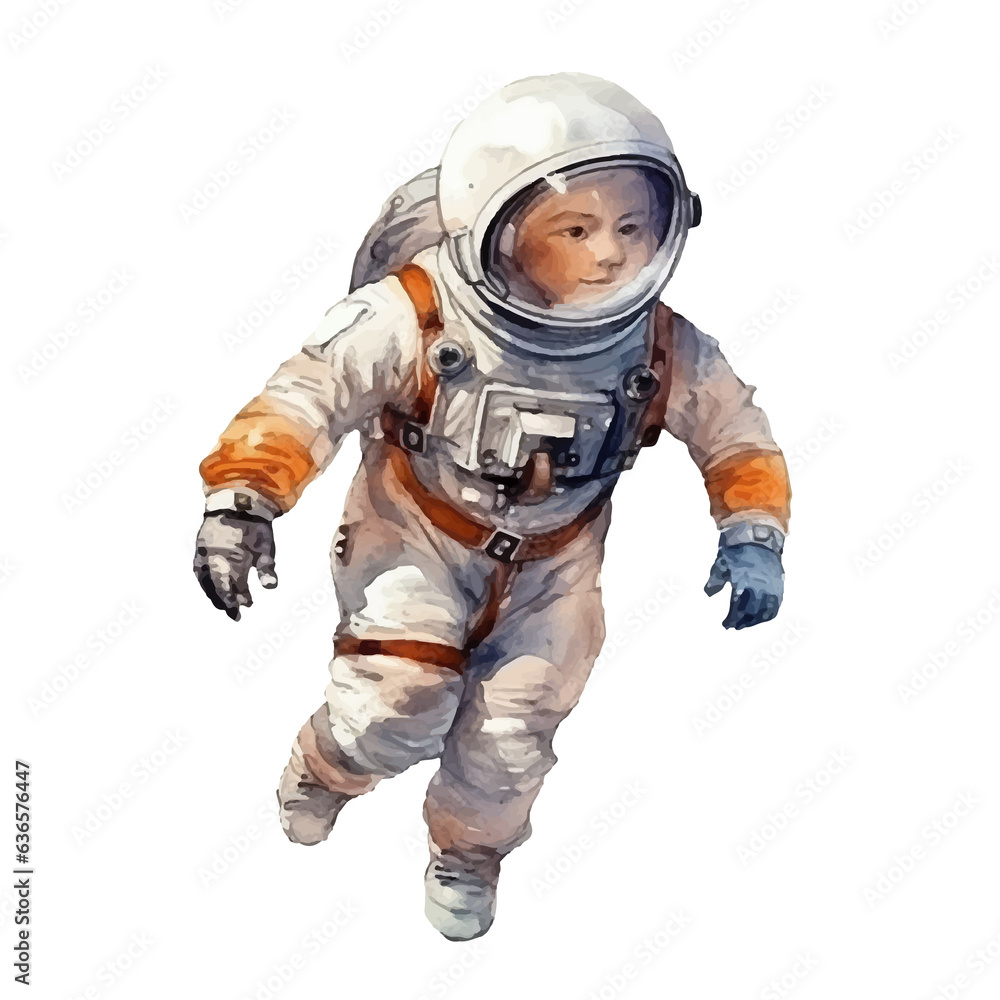astronaut watercolor illustration, generative AI