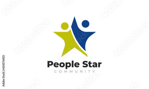 People star logo. Business team group reaching goal together logo vector design
