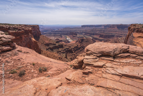 hiking the dead horse trail in dead horse point state park in utah  usa