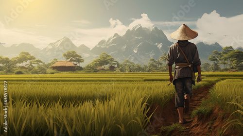 Wallpaper Mural farmer in rice field Torontodigital.ca