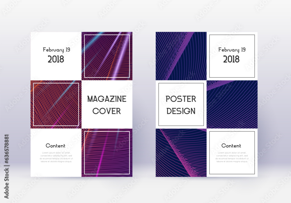 Business cover design template set. Violet abstrac