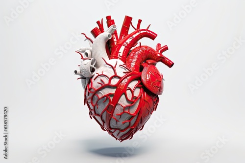 Human heart  3d on white background ,Generative AI.. photo