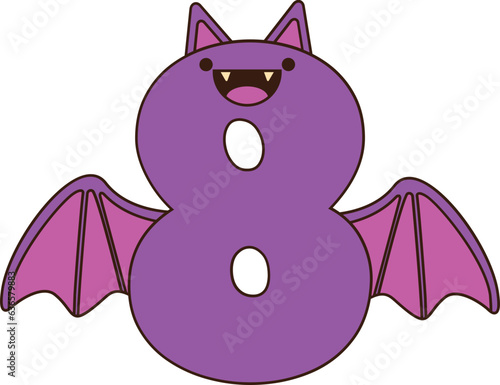8 number with vampire bat themed character
