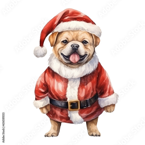 Christmas dog watercolor illustration, generative AI © VALUEINVESTOR