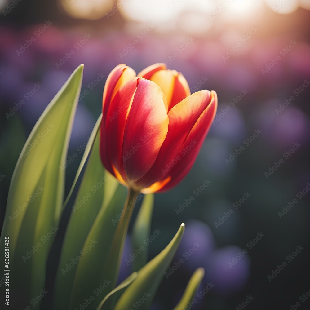 Fototapeta premium red and yellow tulip