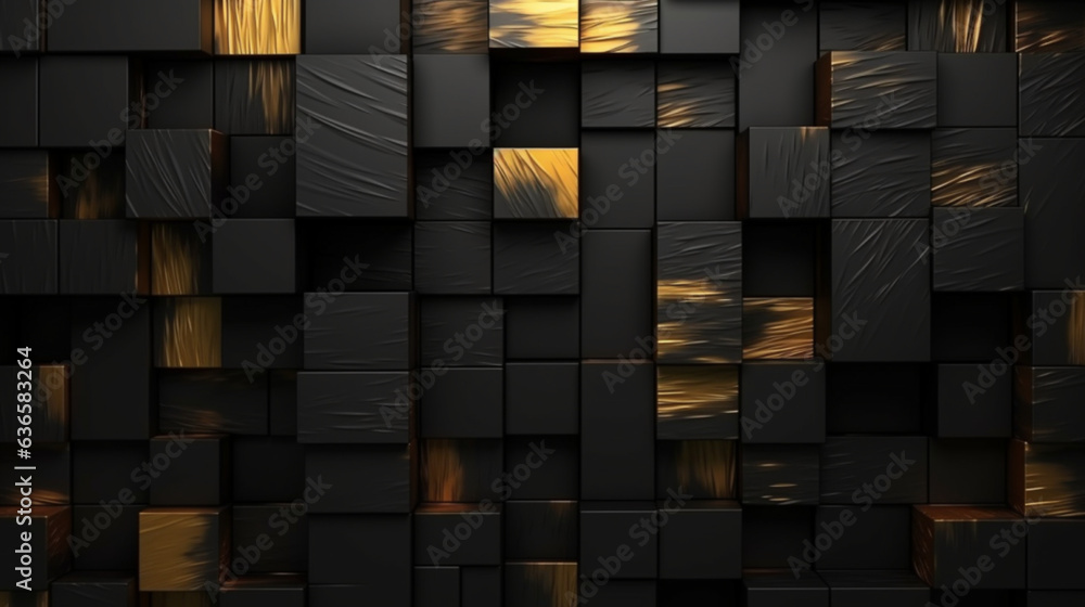 抽象的な暗い幾何学的な豪華な高貴なゴールドGenerativeAI - obrazy, fototapety, plakaty 