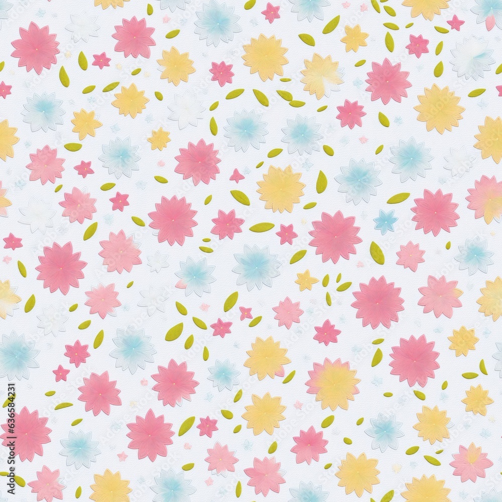 Embroidered seamless pattern of colorful flowers. AI generated. Embroidered seamless pattern of colorful flowers. AI generated.