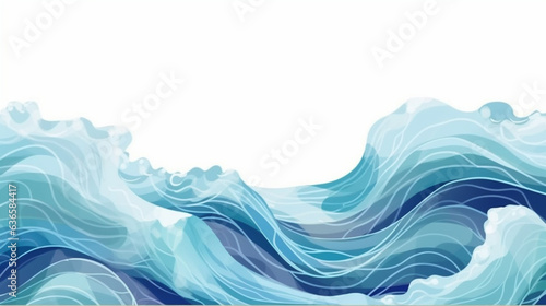 抽象的な水の海の波、青、水色、青緑のテクスチャーGenerativeAI