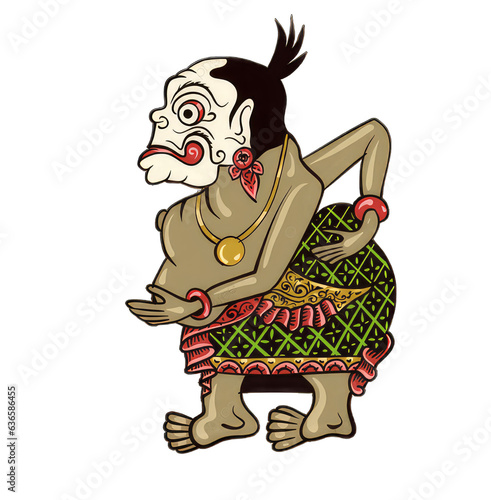 Vector illustration, modification of wayang kulit purwa, character of Bagong, Generative AI photo