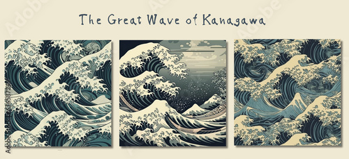 Leinwand Poster Vector Illustration of The Great Wave off Kanagawa.