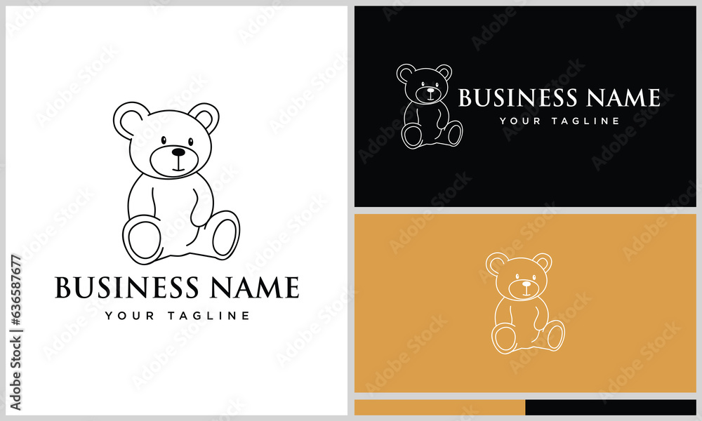 line art bear cartoon logo