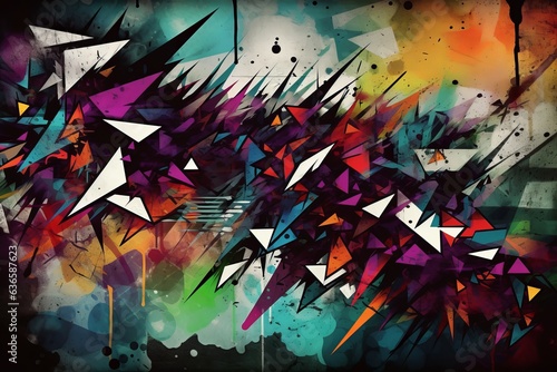 a vibrant and dynamic abstract painting on a wall technology