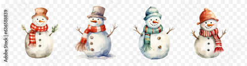 Snowman watercolor isolated graphic transparent