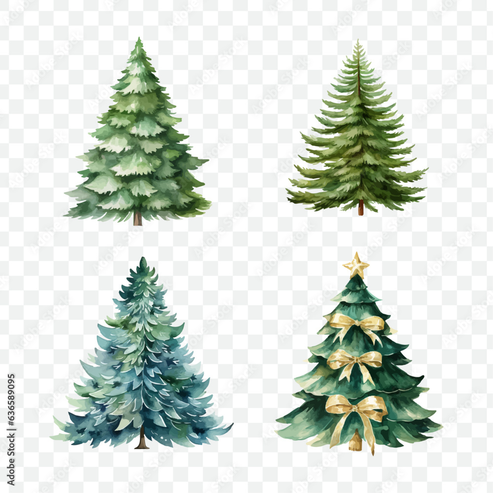 Christmas tree watercolor isolated graphic transparent