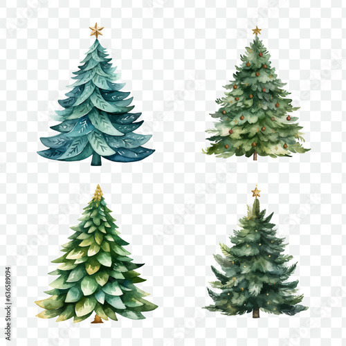 Christmas tree watercolor isolated graphic transparent