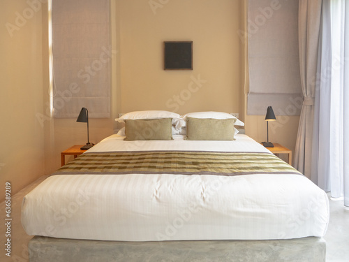 Wallpaper Mural Cute and cozy home bedroom interior with bed. Torontodigital.ca