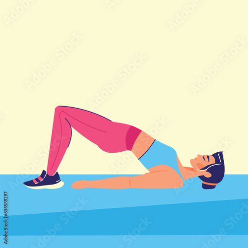 Girl does exercise on the buttocks legs and buttocks black line icon.