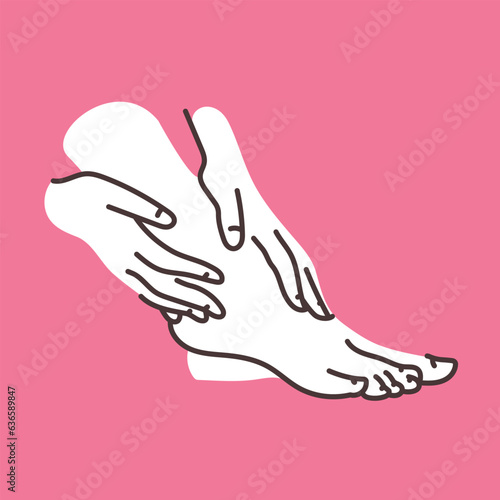 Pedicure and manicure color line illustration.