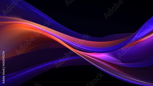 3d render, colorful background with abstract shape glowing in ultraviolet spectrum, curvy neon lines. Futuristic energy concept generative ai