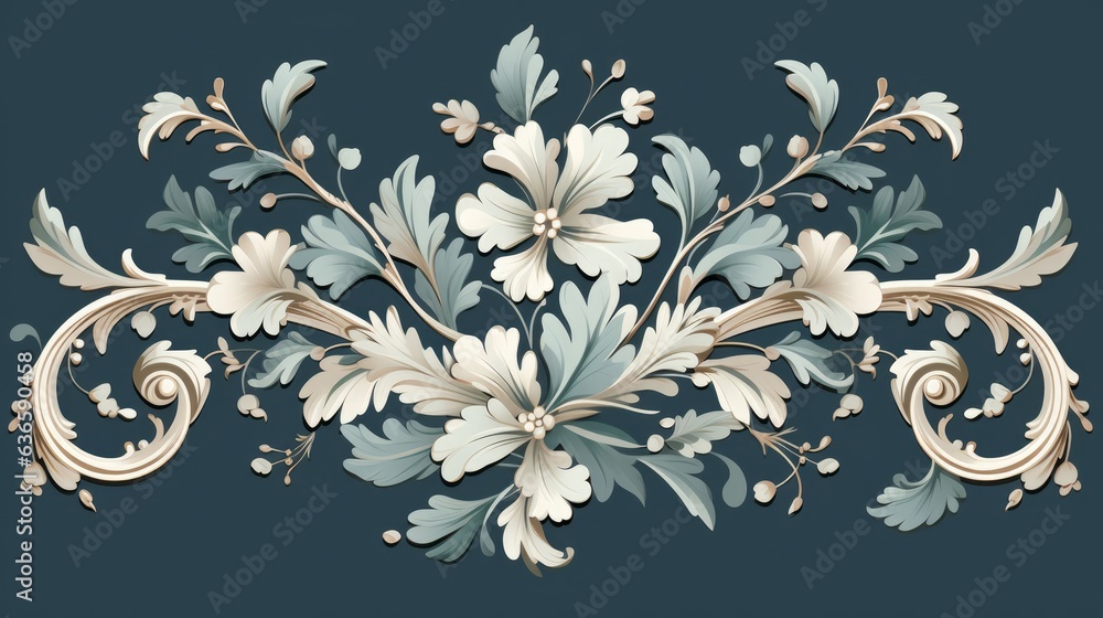 pattern in rococo style, victorian style, in renaissance style, in baroque style. Vector illustration generative ai - obrazy, fototapety, plakaty 