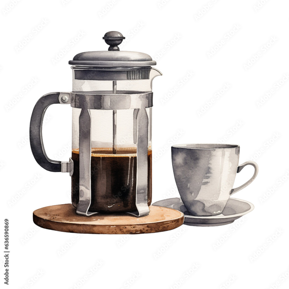 a drawing of a cup of coffee, in the style of white background, Generative AI a drawing of a cup of coffee, in the style of white background, Generative AI