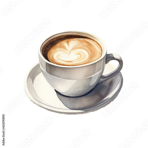 a drawing of a cup of coffee, in the style of white background, Generative AI