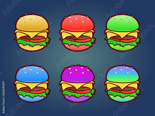 set of burger sub badges