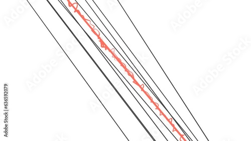 Laser beams diagonally with the main red light.