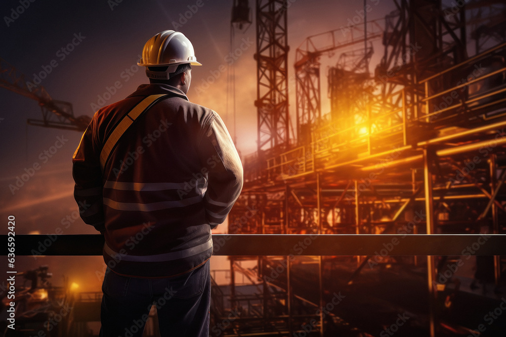 Indian engineer standing and looking project Indian engineer standing and looking project