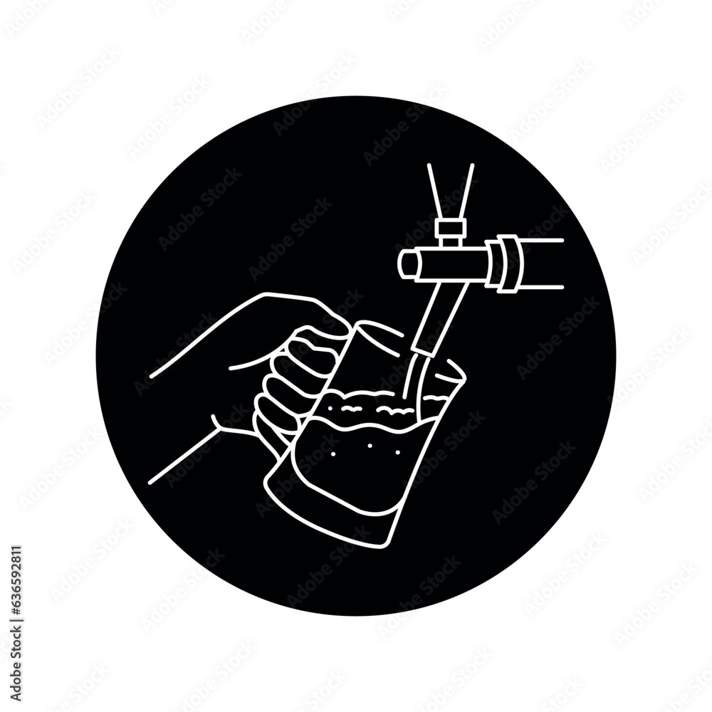 Beer tap black line icon.
