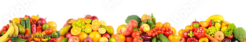 Fototapeta Naklejka Na Ścianę i Meble -  Bright berries, fruits, vegetables isolated on white