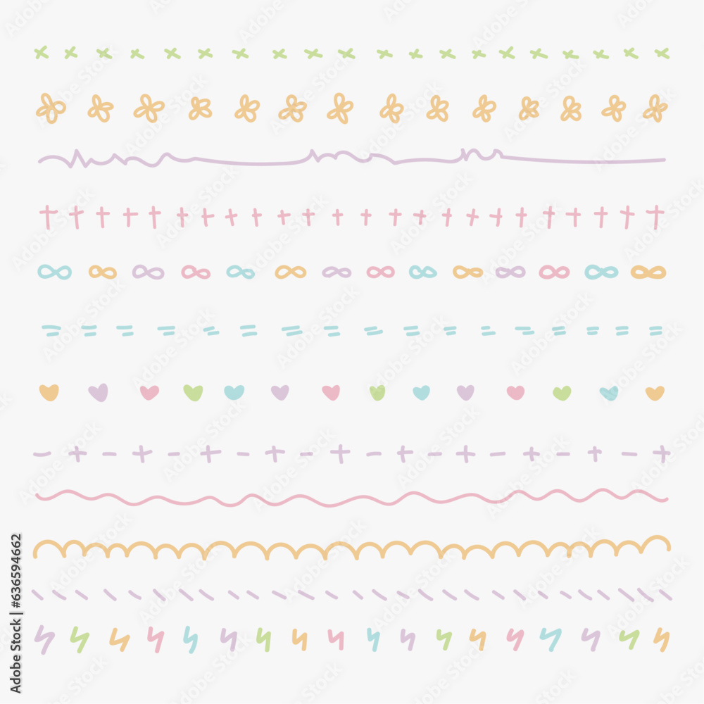 cute pastel border doodle set cute pastel border doodle set