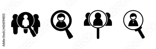 Hiring icon vector. search job vacancy icon. magnifying glass looking for people