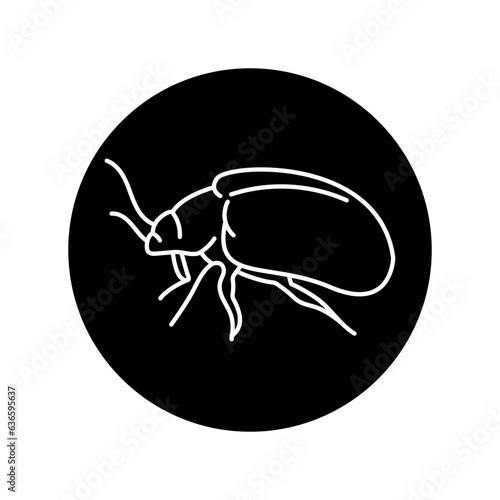 Leaf beetle black line icon.