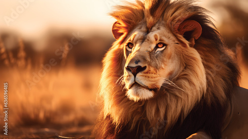 Portrait of a male lion  Panthera leo   Kalahari desert  South Africa.