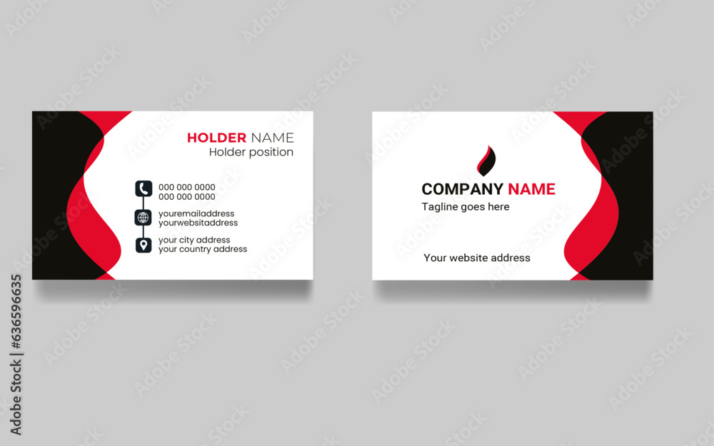 Fototapeta premium Stylish professional Red color Creative business card vector template design 