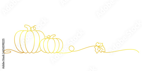 golden pumpkins line art style. thanksgiving element vector eps 10