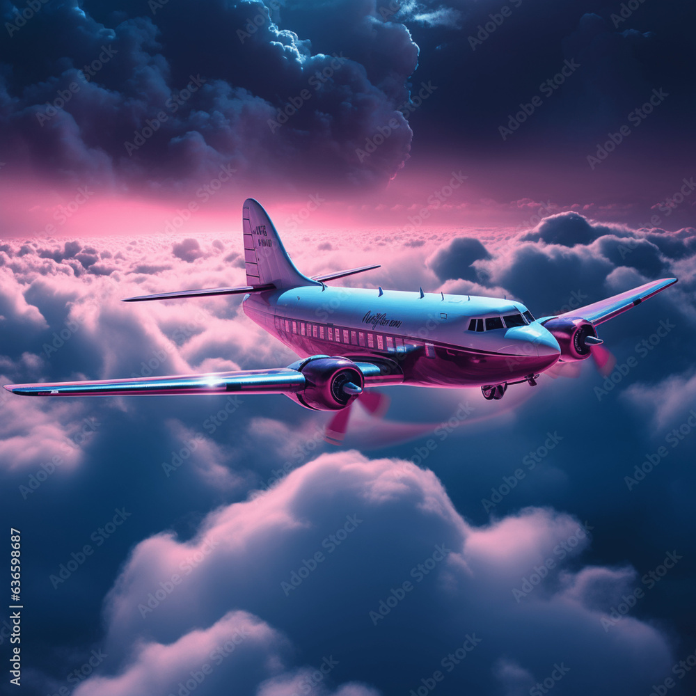 Fototapeta premium A plane flying above the clouds