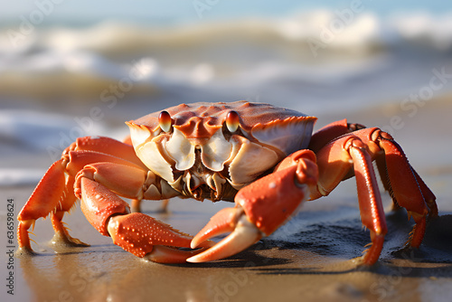Crab on the beach.Selective focus and shallow depth of field.