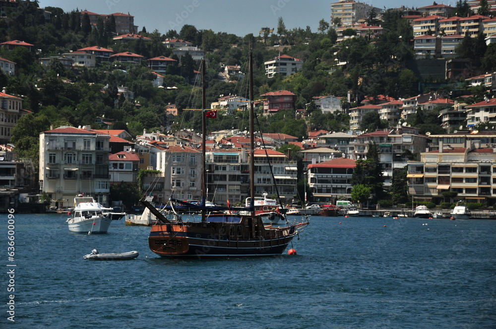 Exploring Istanbul from the water - travel experience aboard the many ferryboats crisscrossing the Bosphorus in the city 