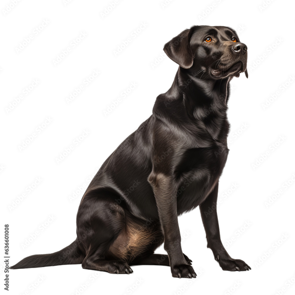 Sitting Labrador Retriever  Dog Isolated on a Transparent Background