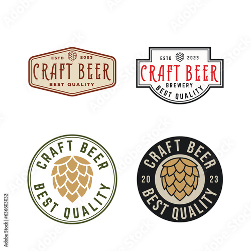 craft beer badge logo vector illustration. for printing sticker labels