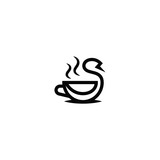 Swan and hot cup of tea logo design.