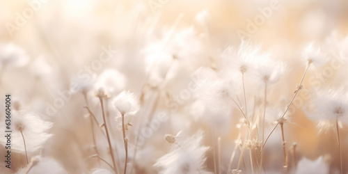 An abstract background with defocused grass in the meadow.Summer and growth, with a soft focus on the wildflower blooms. The bright sunlight adds a touch of magic to the tranquil scene. © iconogenic