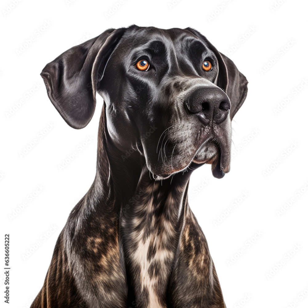 Sitting Great Dane Dog Isolated on a Transparent Background