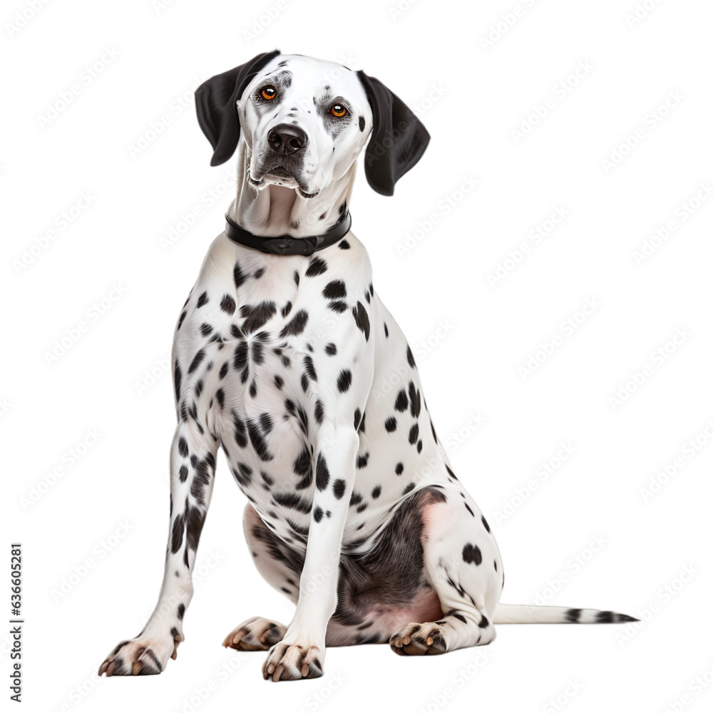Sitting Dalmatian Dog Isolated on a Transparent Background