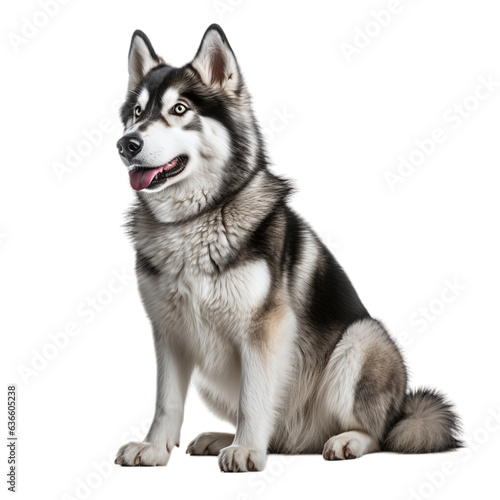 Sitting  HuskyDog Isolated on a Transparent Background